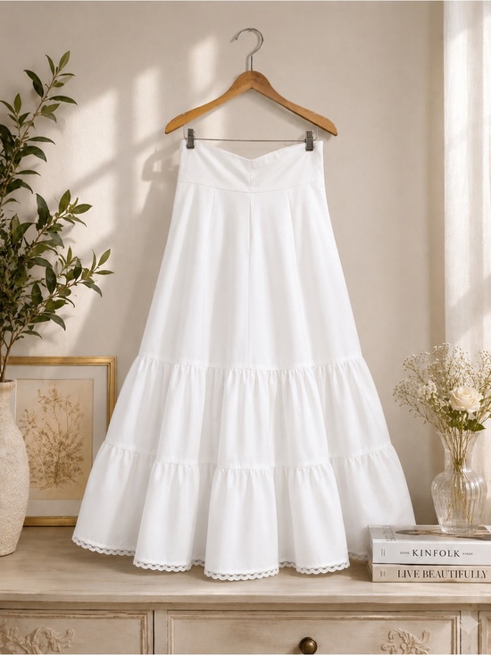 David's Bridal Dresses & Skirts - Vintage White Bridal Petticoat Crinoline Underskirt with Lace Trim – Full A-Line